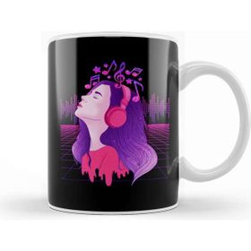 Baskı Dükkanı Vaporwave Girl Edm and Trance Dance Music Headphones Kupa Bardak