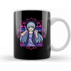 Baskı Dükkanı Vaporwave Japanese Anime Girl Headphones Punk Kawaii Manga Kupa Bardak