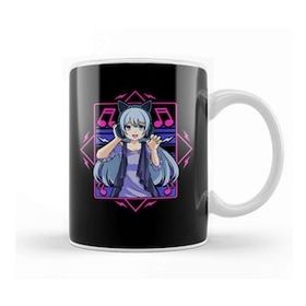 Baskı Dükkanı Vaporwave Japanese Anime Girl Headphones Punk Kawaii Manga Kupa Bardak