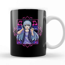 Baskı Dükkanı Vaporwave Japanese Anime Girl Headphones Punk Kawaii Manga Kupa Bardak