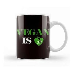 Baskı Dükkanı Vegan Is Love Heart Vegetarian Veganism Veggie Vegetarianism Kupa Bardak
