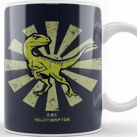 Baskı Dükkanı Velociraptor Retro Japanese Kupa Bardak