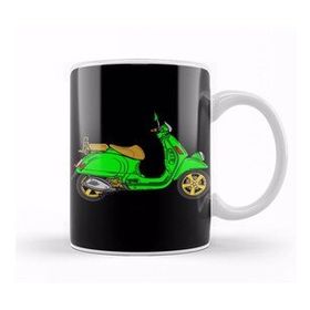 Baskı Dükkanı Vespa Lover Green Scooter Kupa Bardak
