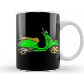 Baskı Dükkanı Vespa Lover Green Scooter Kupa Bardak