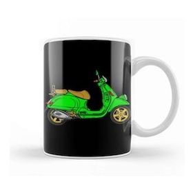 Baskı Dükkanı Vespa Lover Green Scooter Kupa Bardak