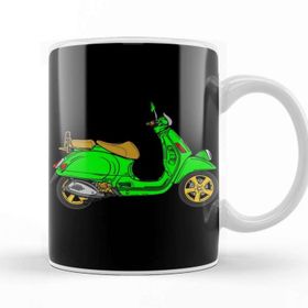 Baskı Dükkanı Vespa Lover Green Scooter Kupa Bardak