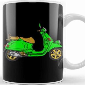 Baskı Dükkanı Vespa Lover Green Scooter Kupa Bardak