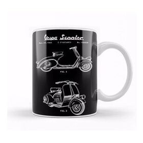 Baskı Dükkanı Vespa Scooter Patent White Kupa Bardak