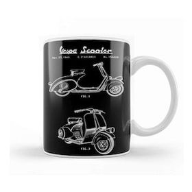 Baskı Dükkanı Vespa Scooter Patent White Kupa Bardak