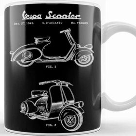 Baskı Dükkanı Vespa Scooter Patent White Kupa Bardak