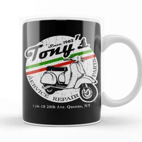 Baskı Dükkanı Vespa Tony's Scooter Repair Vintage Look Kupa Bardak