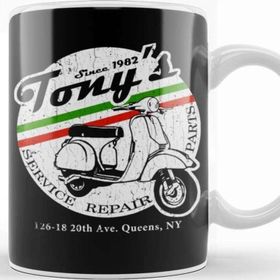Baskı Dükkanı Vespa Tony's Scooter Repair Vintage Look Kupa Bardak