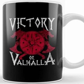 Baskı Dükkanı Victory Or Valhalla Norse Mythology Warrior Viking Kupa Bardak
