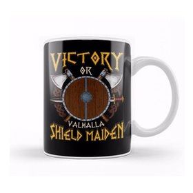 Baskı Dükkanı Victory Or Valhalla Shield Maiden Female Warrior Kupa Bardak