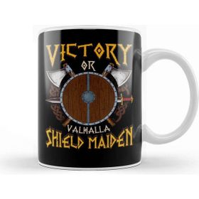 Baskı Dükkanı Victory Or Valhalla Shield Maiden Female Warrior Kupa Bardak
