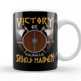 Baskı Dükkanı Victory Or Valhalla Shield Maiden Female Warrior Kupa Bardak