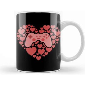 Baskı Dükkanı Video Gamer Heart Controller Valentine's Day Porselen Beyaz Kupa Bardak