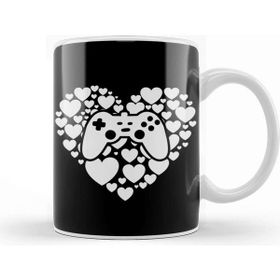 Baskı Dükkanı Video Gamer Heart Controller Valentine's Day Porselen Beyaz Kupa Bardak