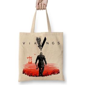 Baskı Dükkanı Vikings Ragnar Lothbrok Bez Çanta