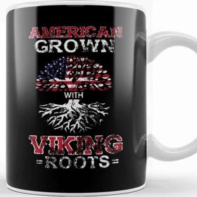 Baskı Dükkanı Vintage American Grown With Viking Roots Norse Kupa Bardak