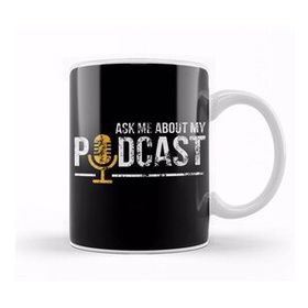 Baskı Dükkanı Vintage Ask Me About My Podcast Distressed Kupa Bardak