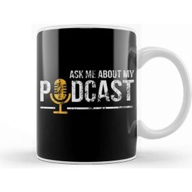 Baskı Dükkanı Vintage Ask Me About My Podcast Distressed Kupa Bardak