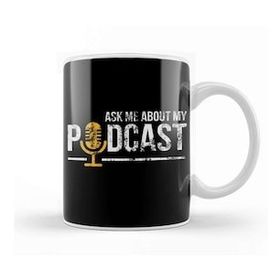 Baskı Dükkanı Vintage Ask Me About My Podcast Distressed Kupa Bardak