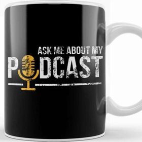 Baskı Dükkanı Vintage Ask Me About My Podcast Distressed Kupa Bardak