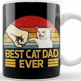 Baskı Dükkanı Vintage Best Cat Dad Ever Funny Smudge Cat Daddy Father Day Kupa Bardak