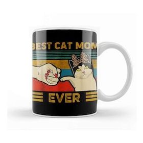 Baskı Dükkanı Vintage Best Cat Mom Ever Fist Bump Gift 01 Kupa Bardak