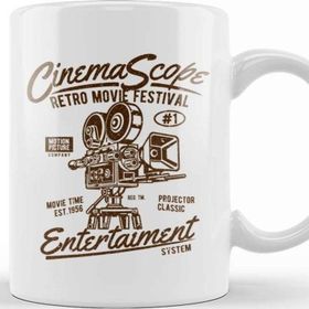 Baskı Dükkanı Vintage Cinemascope Retro Movie Festival Kupa Bardak