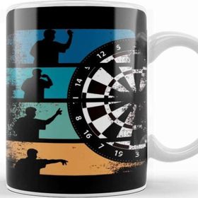 Baskı Dükkanı Vintage Darts Player Retro Dartist Bullseye Target Arrow Kupa Bardak