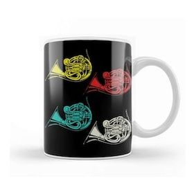 Baskı Dükkanı Vintage French Horn Big Band Gifts Marching Band Müzik Kupa Bardak