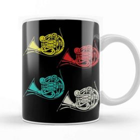 Baskı Dükkanı Vintage French Horn Big Band Gifts Marching Band Müzik Kupa Bardak