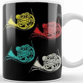 Baskı Dükkanı Vintage French Horn Big Band Gifts Marching Band Müzik Kupa Bardak