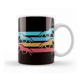 Baskı Dükkanı Vintage Horses Retro Horse Fans Dressage Equestrian Sport Porselen Beyaz Kupa Bardak