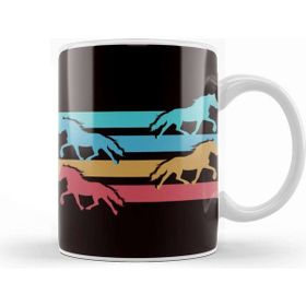 Baskı Dükkanı Vintage Horses Retro Horse Fans Dressage Equestrian Sport Porselen Beyaz Kupa Bardak