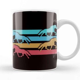 Baskı Dükkanı Vintage Horses Retro Horse Fans Dressage Equestrian Sport Porselen Beyaz Kupa Bardak
