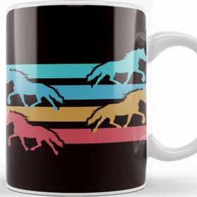 Baskı Dükkanı Vintage Horses Retro Horse Fans Dressage Equestrian Sport Porselen Beyaz Kupa Bardak