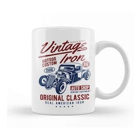 Baskı Dükkanı Vintage Iron Custom Hotrod Kupa Bardak