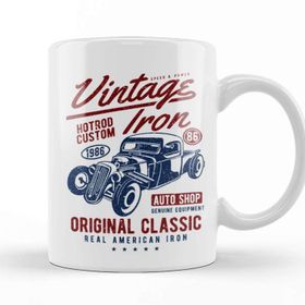 Baskı Dükkanı Vintage Iron Custom Hotrod Kupa Bardak