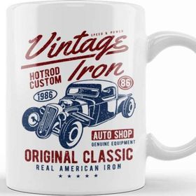 Baskı Dükkanı Vintage Iron Custom Hotrod Kupa Bardak