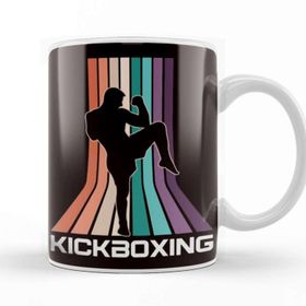 Baskı Dükkanı Vintage Kickboxier Retro Kickboxer Fighter Martial Arts Mma Porselen Beyaz Kupa Bardak