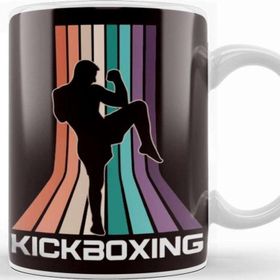 Baskı Dükkanı Vintage Kickboxier Retro Kickboxer Fighter Martial Arts Mma Porselen Beyaz Kupa Bardak