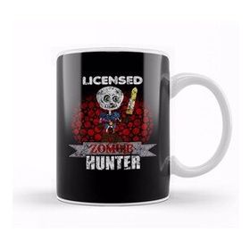 Baskı Dükkanı Vintage Licensed Zombie Hunter Skeleton Halloween Kupa