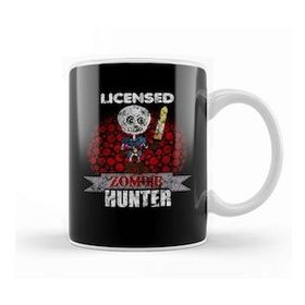 Baskı Dükkanı Vintage Licensed Zombie Hunter Skeleton Halloween Kupa