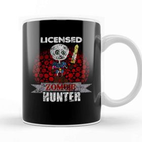Baskı Dükkanı Vintage Licensed Zombie Hunter Skeleton Halloween Kupa