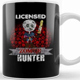Baskı Dükkanı Vintage Licensed Zombie Hunter Skeleton Halloween Kupa