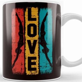 Baskı Dükkanı Vintage Love Swimming Retro Swimmer Girl Dive Water Sports Kupa