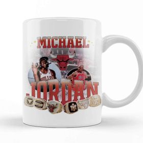 Baskı Dükkanı Vintage Mj Michael Jordan Porselen Beyaz Kupa Bardak
